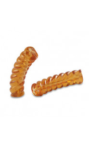 Acrylic Tube Twisted bead 33x8mm Transparent topaz brown